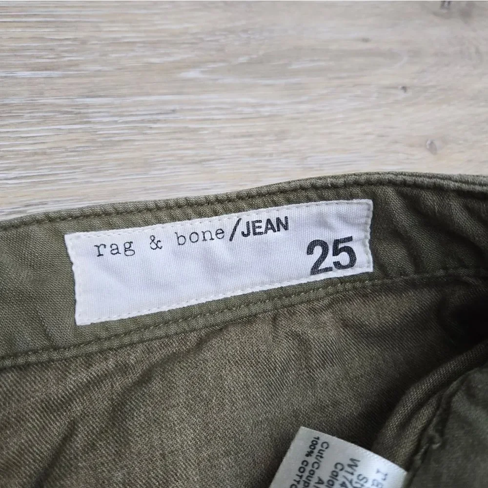 Rag & Bone army green cargo pants 100% cotton women's size 25 cropped